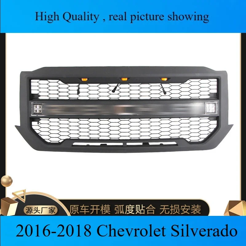 car Front Bumper Grille Trim for 2016-2018 Chevrolet Silverado grille With led light auto Racing grills