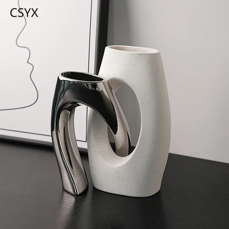 Innovative Uniquely-Shaped Ceramic Vase- Premium Elegance for Exquisite Flower Arrangement,Interior