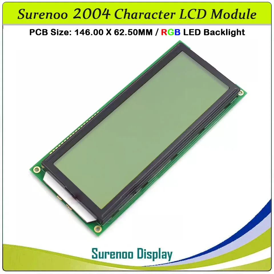 Surenoo 146.0X62.5MM 204 20X4 2004 FSTN Positive Character LCD Module Display Screen LCM Panel with RGB LED Backlight