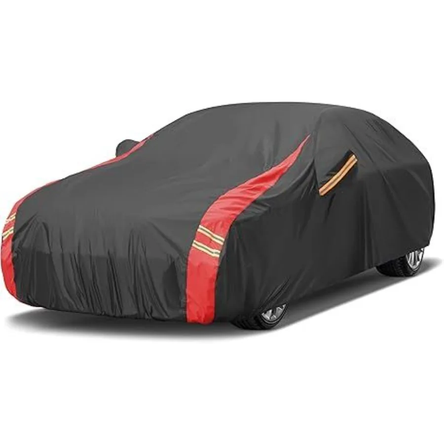 

Waterproof All Weather Car Cover for Sedan 1 Cover Fits Cars 178-185 inch Black Durable UV and Rain Resistant Fabric