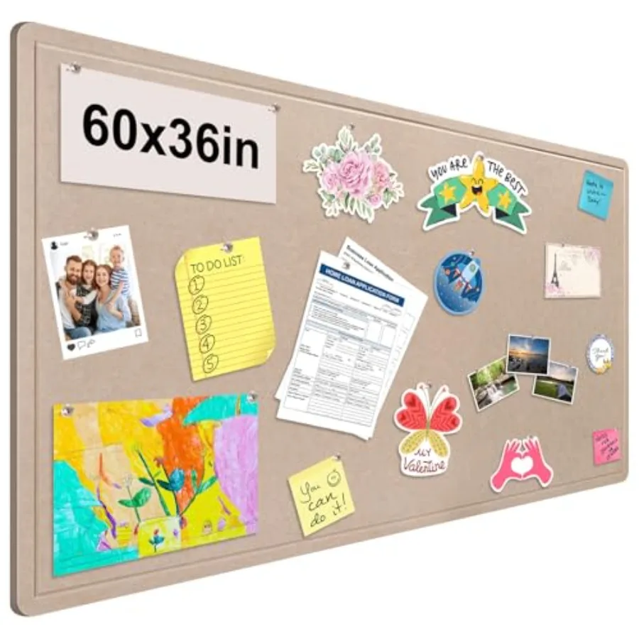 

Foldable Large Bulletin Board 60x36 Inches Cork Board Alternative Large Felt Board Decorative Pin Board for Wall Foldable Photo