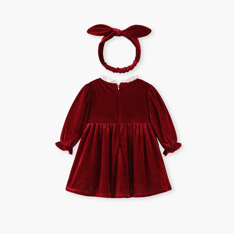 2024 Vintage Toddler Girl Long Sleeves Princess Dress  Animal Embroidery Cute Dresses Newborn Christmas Round Neck Romper