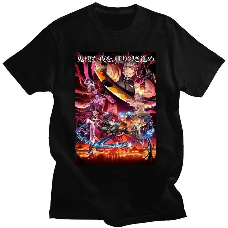 

Ghost Annihilation Blade Speed Summer Sun Man Stove Gate Tanujiro Short Sleeve Men's Handsome Cartoon Printed T-Shirt