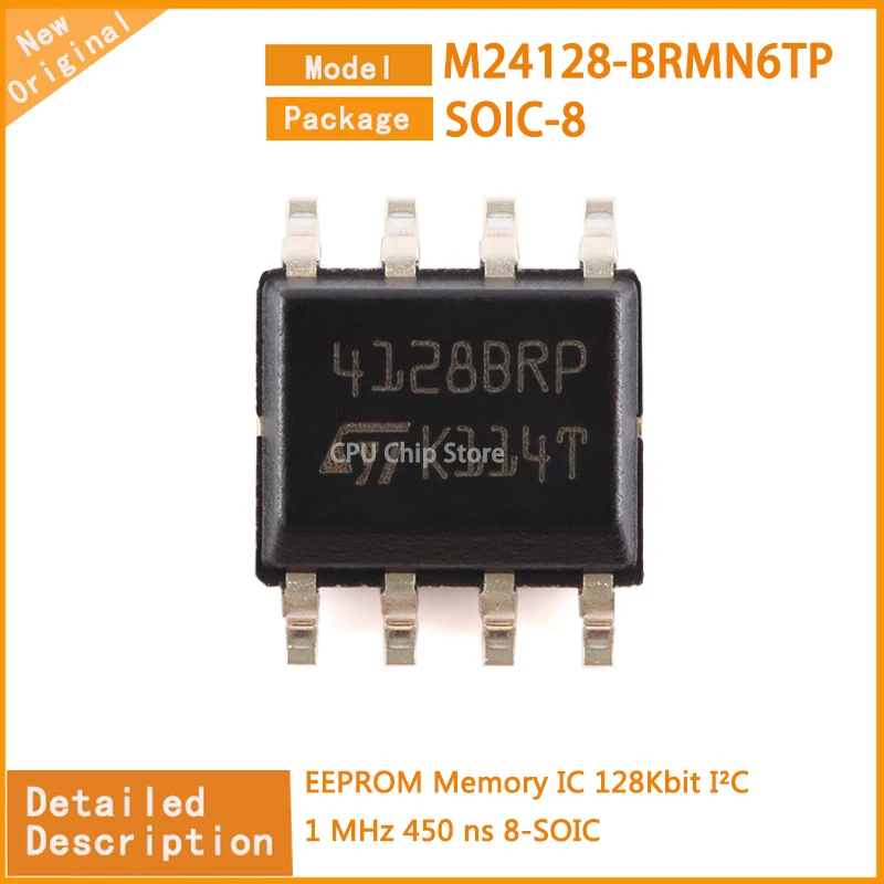 50Pcs/Lot New Original   M24128-BRMN6TP M24128  EEPROM Memory IC 128Kbit I²C 1 MHz 450 ns 8-SOIC