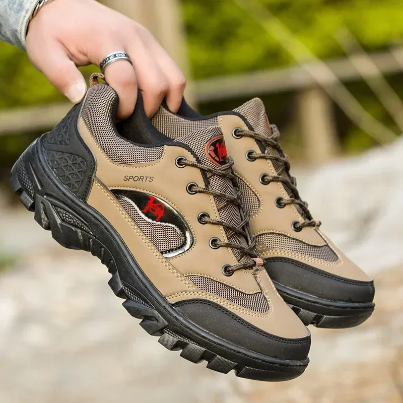 Whoholl Leather Men Outdoor Hiking Shoes Tourist Trekking Sneakers Mountain Climbing Trail Jogging Shoes for Men Factory Outlet
