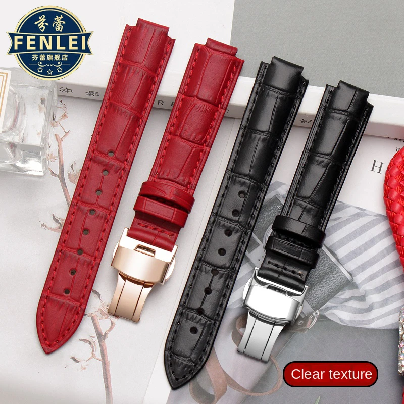 Bracelet de montre en cuir véritable pour Cartier, bracelet de montre, série ballon bleu, bracelet de port, accessoires masculins, 14.8mm, 16.8mm, 18.11mm, 20.12mm