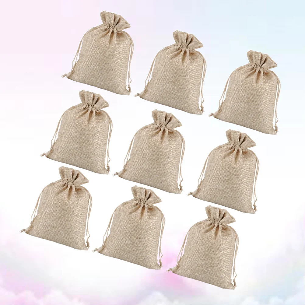 

15pcs 7X9Cm Linen Drawstring Bag Eco-Friendly Jewelry Pouch For Candy Cookie Storage Christmas Party Gift Breathable Pouch