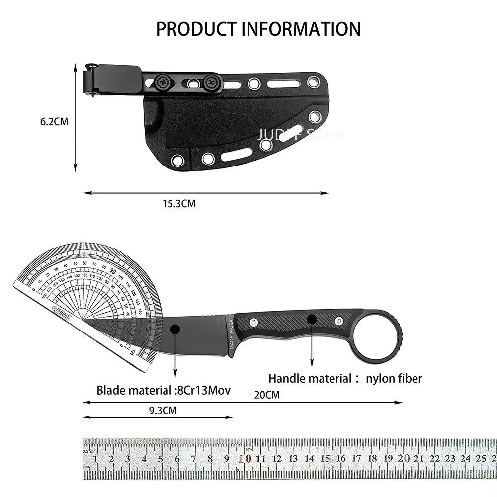Speedgoat Outdoor Stainless Steel 8Cr13Mov Fixed Blade Knife Camping Wilderness Adventure Practical EDC Portable Utility Straight Knives Nylon Fiber Handle Fruit Cutter