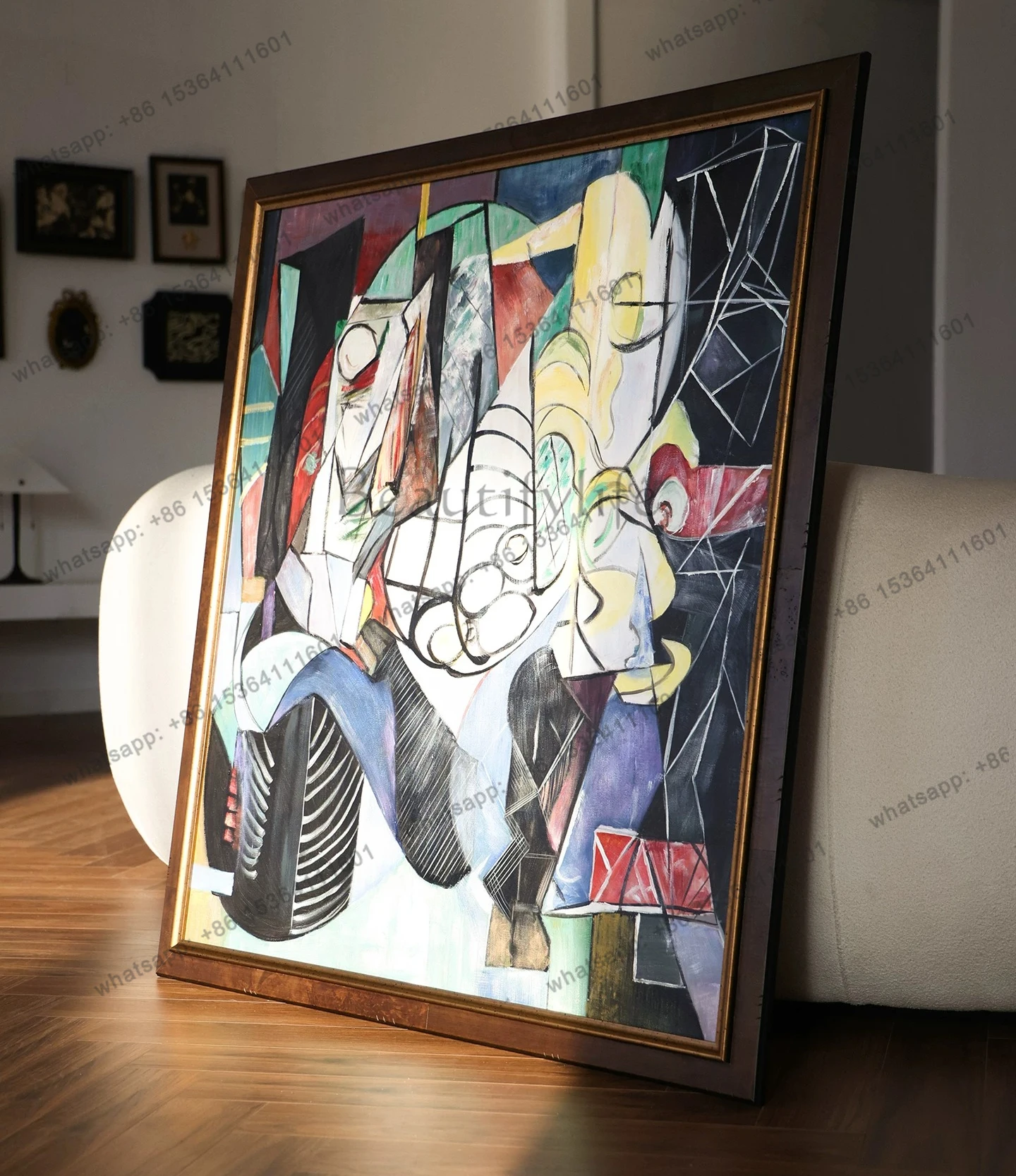 yj57 Hand-painted oil painting Picasso, abstract living room sofa background, decorative texture, Chinese high-end mural