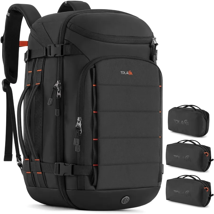 

Tolaccea Travel Backpack Carry On 40L Laptop Backpack with 3 Packing Cubes Flight Approved Duffel Luggage Bag for Men Women Wat