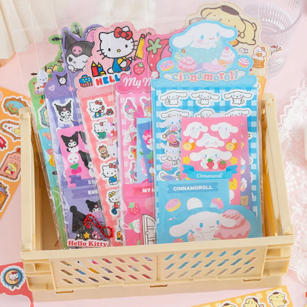 Kawaii Sanrio Hello Kitty Stickers Set Cinnamoroll Kuromi My Melody Pachacco For Phone Handbook diy Sticker Decals Gift Kids Toy