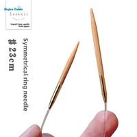 SEEKNIT Asymmetrical Circular Knitting Needles - 23cm Bamboo Short Needles for Sweaters,Sizes 2.0-6.5mm, Lightweight and Durable