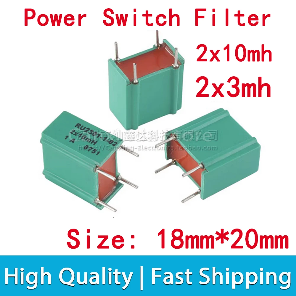 2pcs RU2301 Power Switch Filter 250VAC 2x10mh 10mH 1A 2x3mh 3mH 2A Common Mode Inductance Inductor Common Choke Magnetic Coil