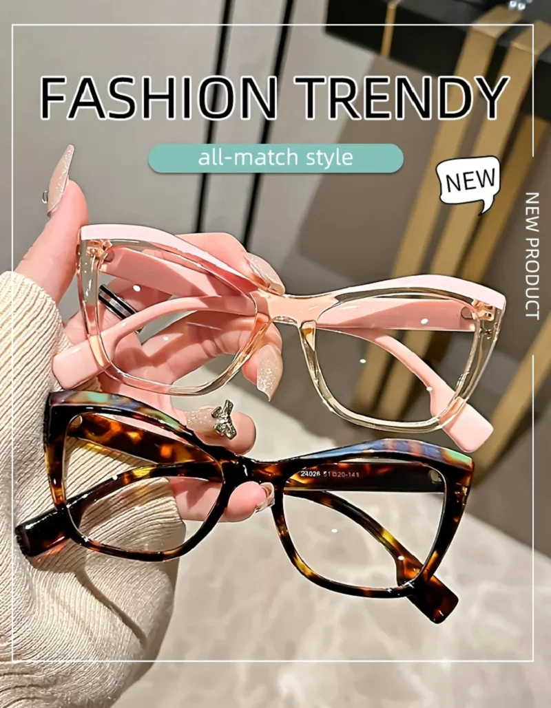 Chic Cat-Eye Blue Light Blocking Glasses, Retro Tortoiseshell Design, Full-Rim PC Frame, Fashionable Computer Eyewear for Women