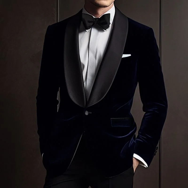 89 Groom wedding suit tuxedo banquet host performance high-end suede suit British slim suit