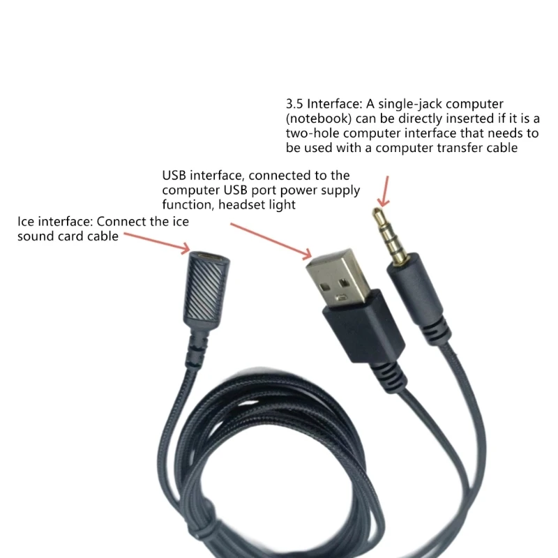 Cáp Nghe Chơi Game Có Hiệu Ứng Ánh Sáng Tương Thích Cho Nghe Arctis 3/5/7, Dây Nghe USB Bện Nylon 180Cm