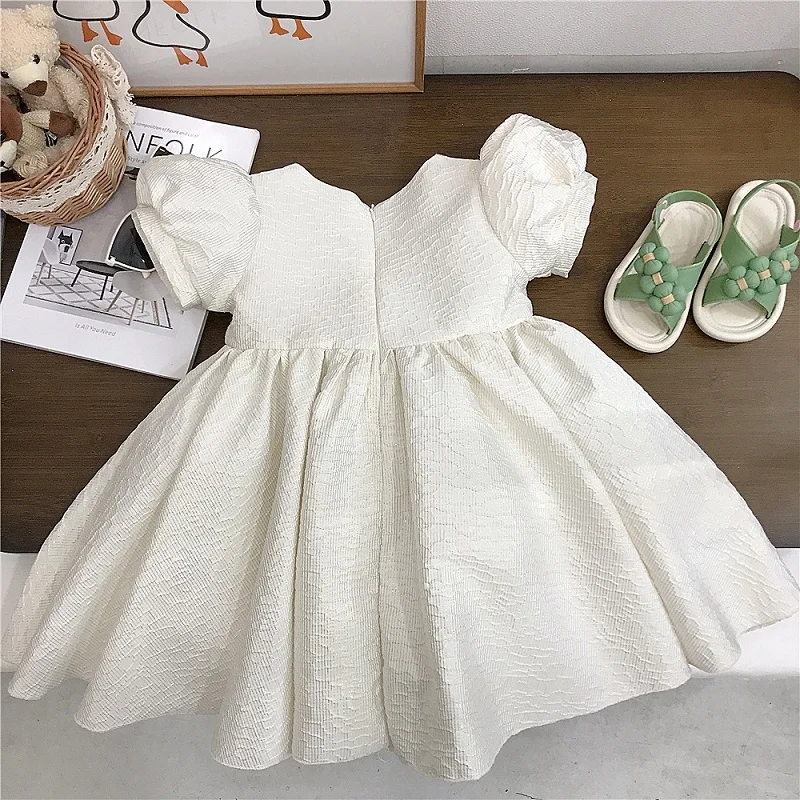 Baby Girl Princess Dress Short Puff Sleeve Infant Toddler Child Vintage Vestido Party Wedding Pageant Baby Clothes 1-10Y