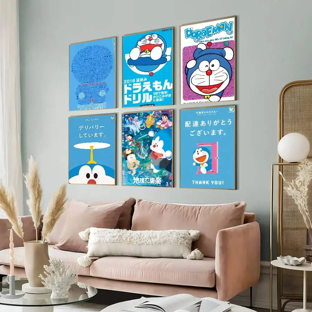 Anime D-d-doraemon Whitepaper Film-Klebeplakate Retro Kraftpapier-Aufkleber DIY Zimmer Bar Café Ästhetische Kunst Wandmalerei