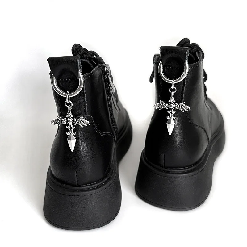 4pcs Cross Butterflies Metal Pendant for Shoes Boots Heel Decoration Daily Party Jewelry Buckles Removable Shoes Accessories