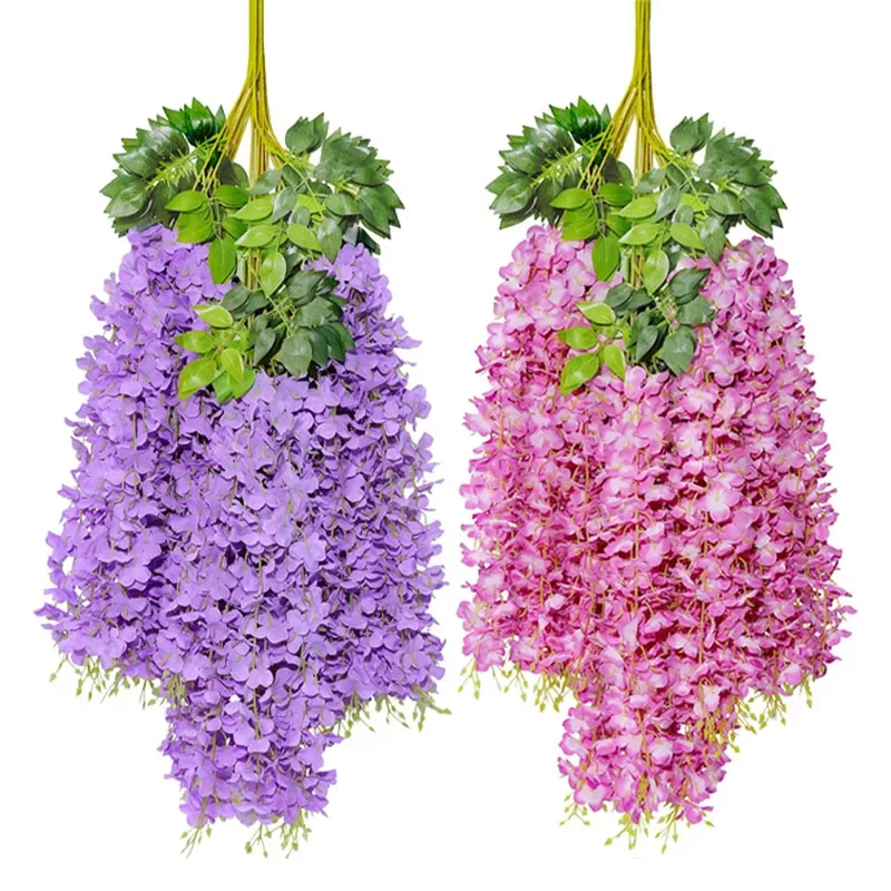 Artificial Wisteria Hanging Flower Vine 12Pieces Home Party Garden Decoration Fake Flowers Wedding Wall Decor Artificial Plants