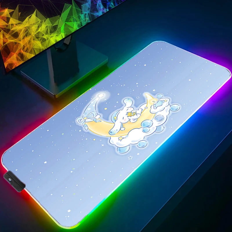 

RGB Computer Varmilo Keyboard LED XXL Mouse Pad C-cinnamoroll Backlight Gaming Accessories Gamer Carpet Desk Mat Kawaii Mousepad