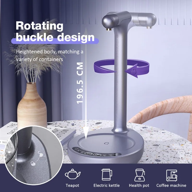 Desktop Water Bottle Dispenser USB Charging Button Control 6 Levels of Quantitative Water Adjustment Portable Smart Water Pump