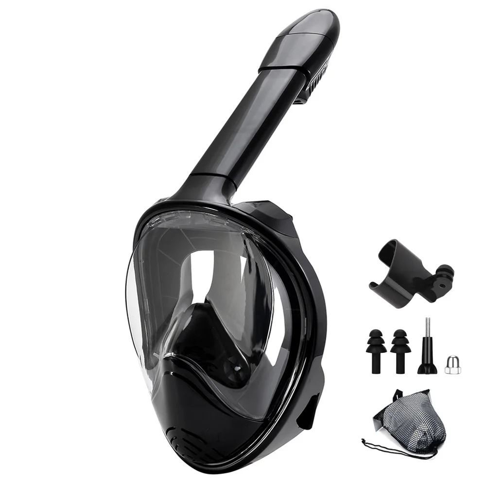 Volgelaatssnorkelmasker met afneembare camerahouder, snorkelen, zwemmen, duikmasker, breed zicht, anticondens, anti-lek voor volwassen jeugd
