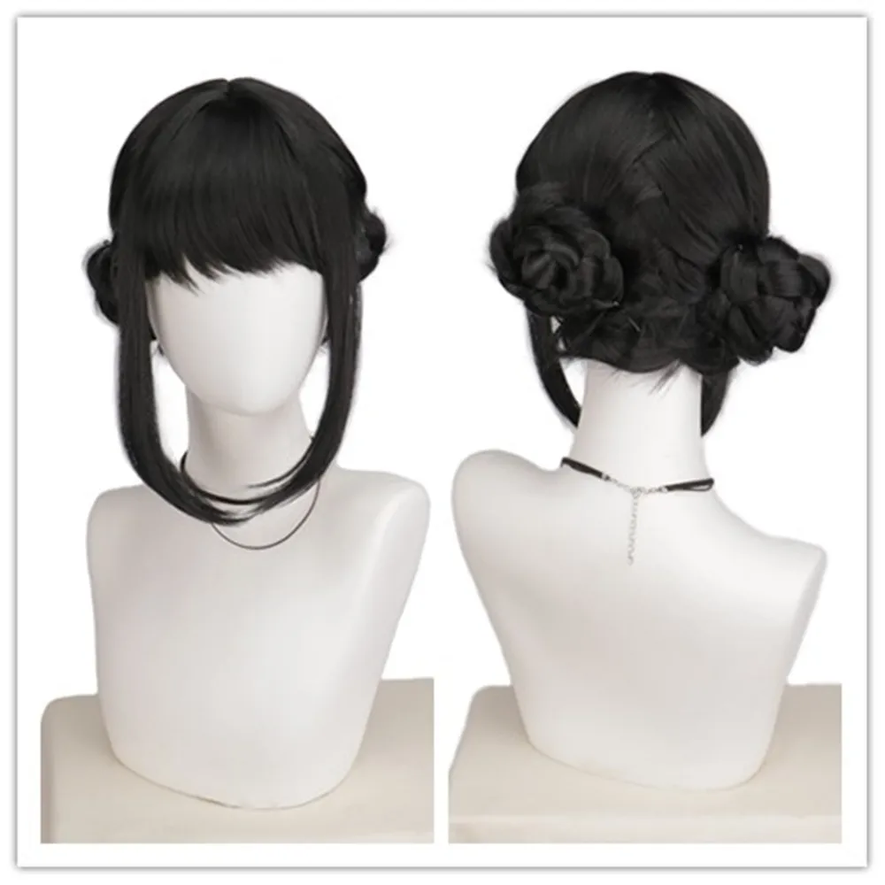 

Cosplay Wig 33cm Black Hair Bundles Halloween Party Performance Costume Accessories Women High Temperature Silk Wig