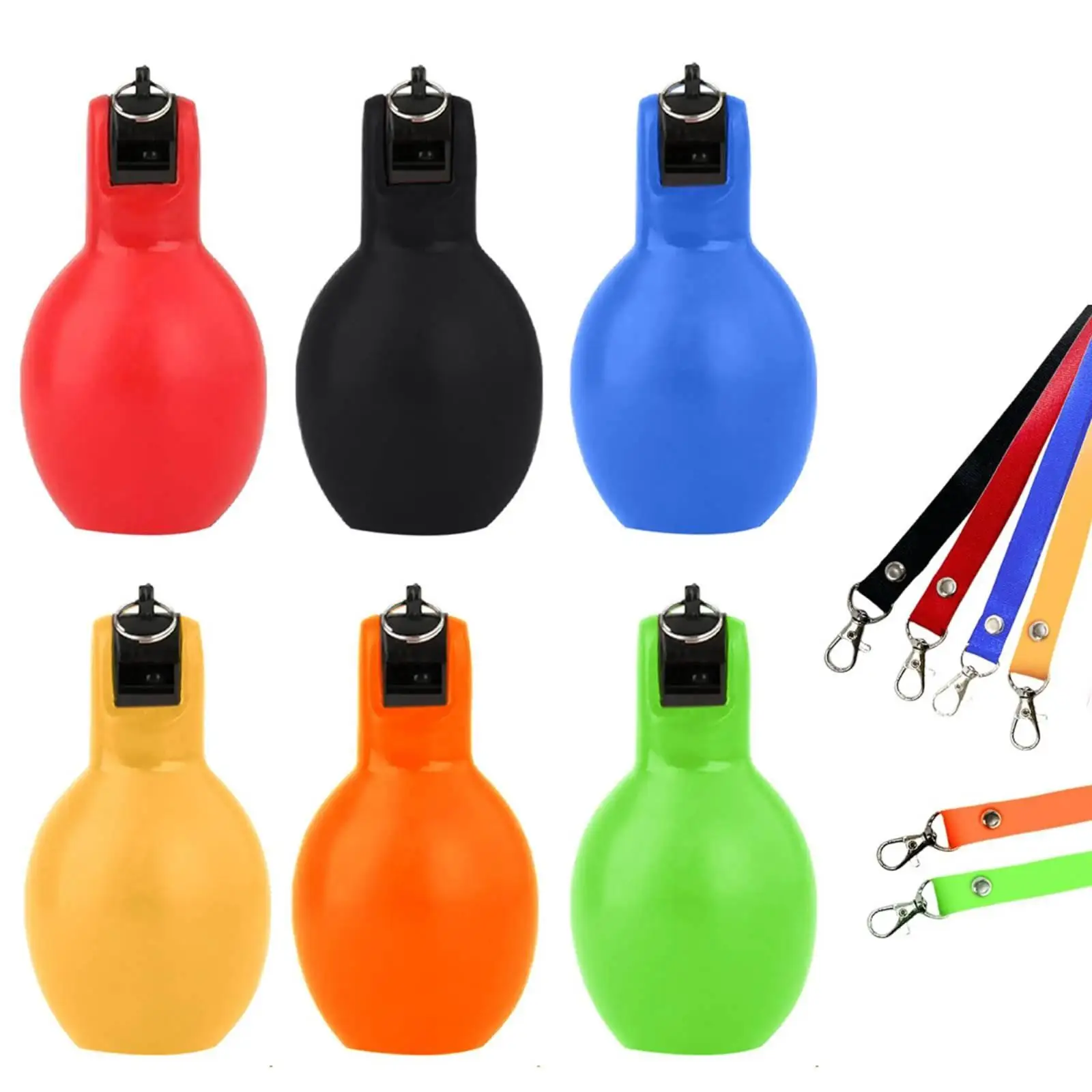 6 Pieces Press Whistle with Neck Strap Handheld Press Whistle with Lanyard Soft for Referees, Teachers, Sports Training,