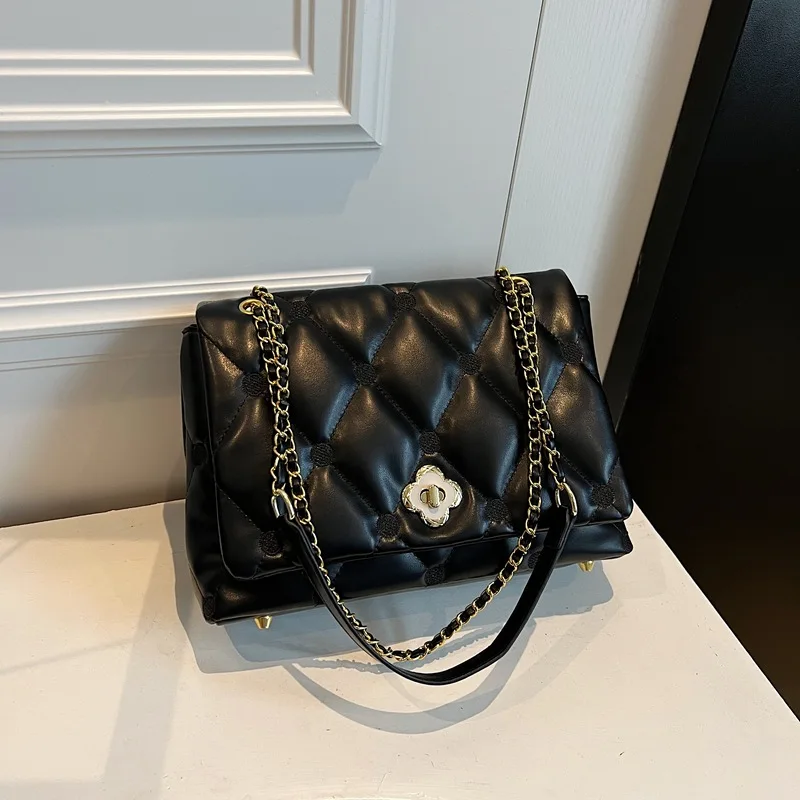 حقيبة تسوق جلدية فاخرة بسيطة - محفظة كروس نسائية مع سحر أزياء باريس العتيق ومقبض علوي