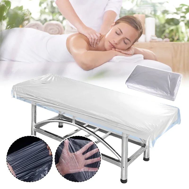 Professional Disposable Bed Sheets 100Pcs Waterproof Transparent Cover for Spa Massage Treatment Table Roll