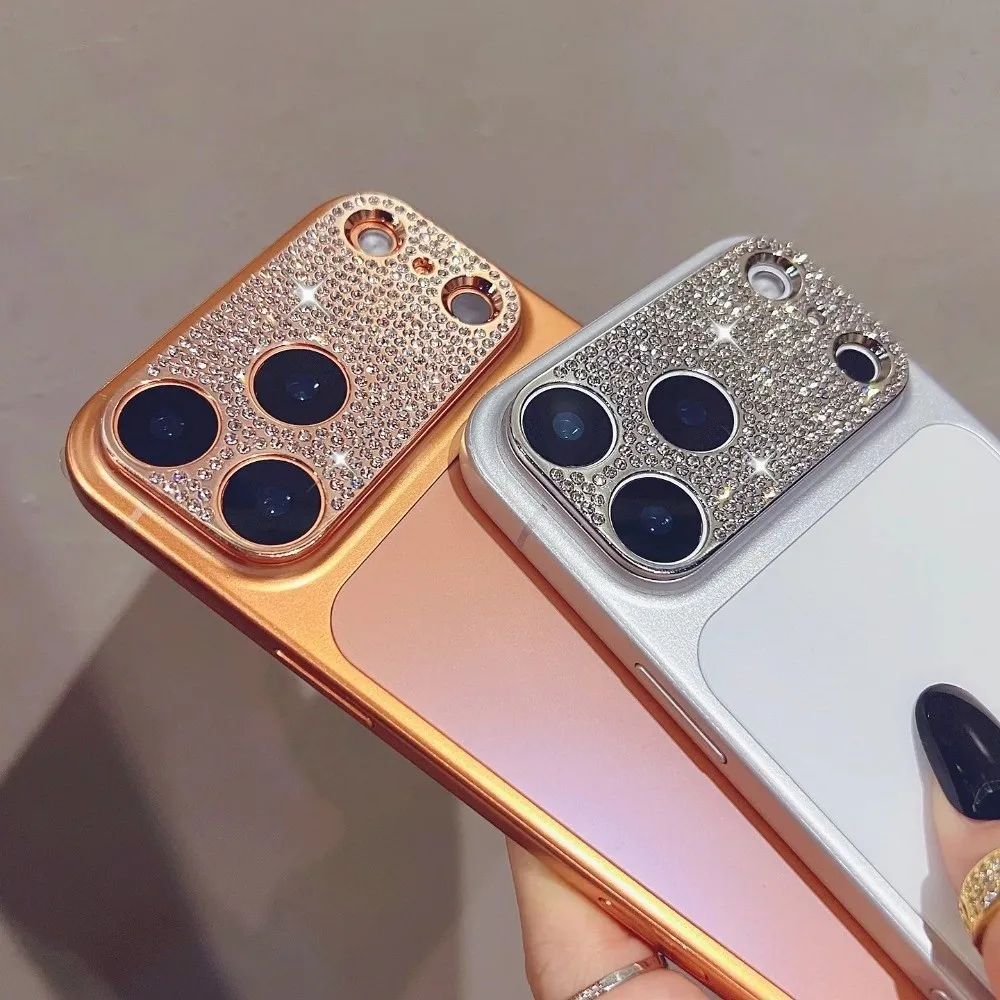 Hollow out Diamond Encrusted Lens Protector Orange Full Cover Camera Lens Cover Anti Scratch HD for iPhone 17Pro/17 Pro Max