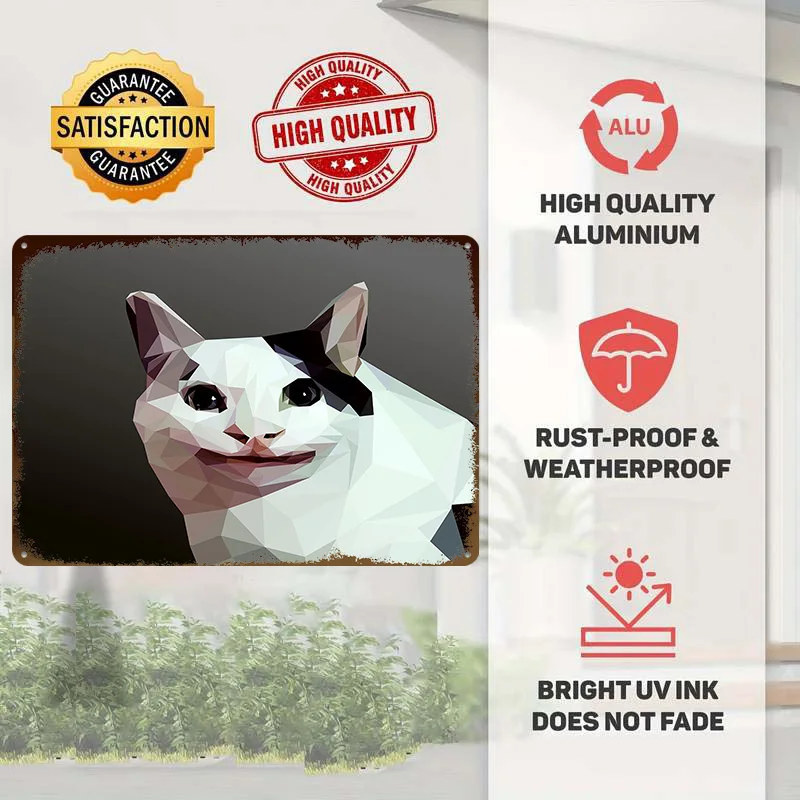 Polite Cat Poster Customized Vintage Metal Signs Wall Art Retro Tin Plaque for Office Decoration Gaming Custom Plate Wand Deko