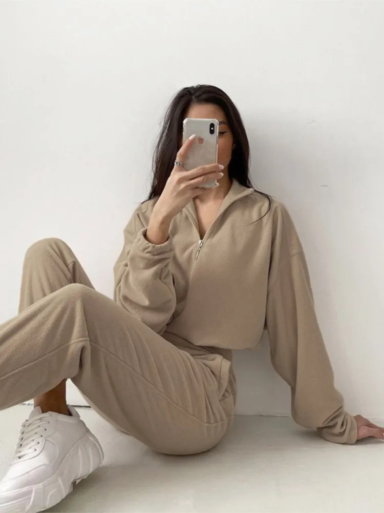 Women's Casual Hoodie Set Two-piece Set 2026 Autumn And Winter New Item Bat Sleeve Loose Comfortable Fashionable Street Set
