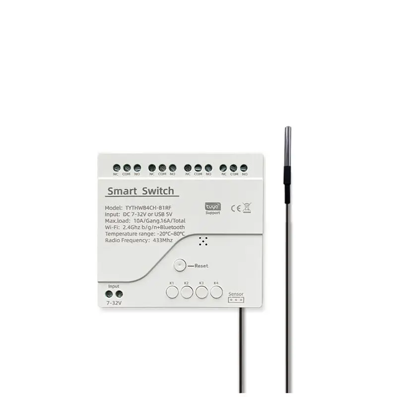 A42T-Tuya Wifi Smart Switch Smart Switch With Temperature Sensor DC 7-32V Smart Switch Work With Smart Life APP