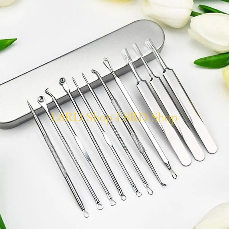 l8rdステンレス鋼製ブラックヘッドリムーバーキットコメドンホワイトヘッドにきびにきびを取り除くための傷の抽出器ツール