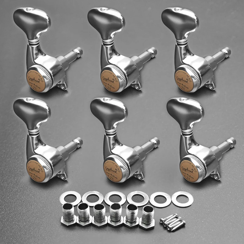 SAPHUE JELocking-Accordeur pour guitares folk ou acoustiques électriques, chevilles de clé de réglage, tête de machine, style queue de poisson, 1:21