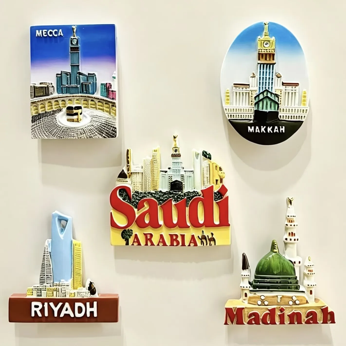 Saudi Arabia 3D Fridge Magnets Ornament Souvenir Resin Refrigerator Magnets Sticker Collection Handicraft Gift Home Decoration