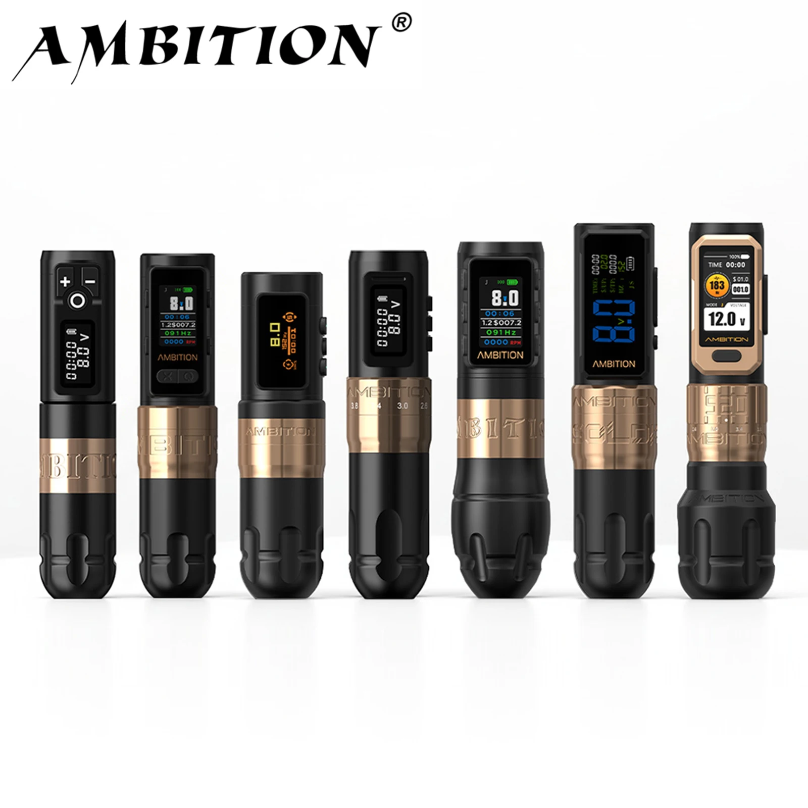 

Ambition Soldier Series Wireless Tattoo Machine Pen Adjustable Straight Rod Double Bearing High Torque Multifunctional Battery