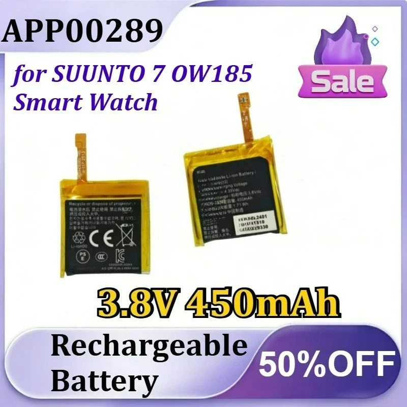 [NEW]  APP00289 3.8V 450mAh for SUUNTO 7 OW185 Smart Watch Rechargeable Replacement Lithium‑ion Battery