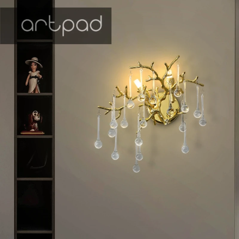 

Artpad Nordic Modern LED Crystals Wall Lamp for Indoor Decoration Wall Light for Living Room Bedroom Hotel