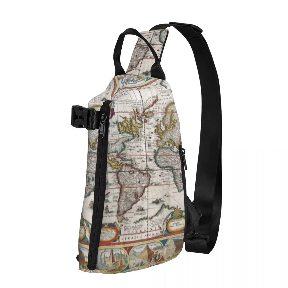 

Earth Map Shoulder Bags Antique World Map Kawaii Chest Bag Men School Travel Sling Bag Outdoor Print Small Bags