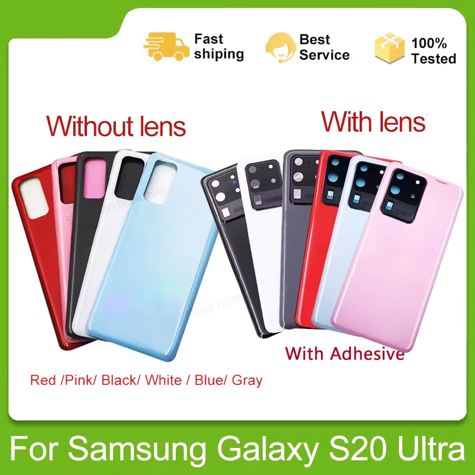 Новый корпус для Samsung Galaxy S20 Ultra S20U G988 G988F G988B, крышка батарейного отсека, ремонт, замена задней двери, задний чехол, объектив камеры