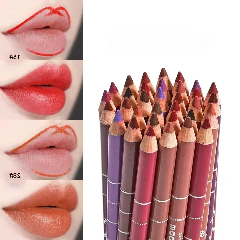 1 PC สี Lip Liner ดินสอยาวนาน Lip Liner สําหรับผู้หญิงอุปกรณ์แต่งหน้า Toos ดินสอสีดํา Rose Nude สีน้ําตาลสีแดง