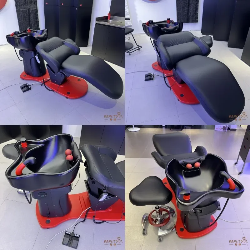 Nn Trendy Electric Adjustable Hair Salon Shampoo Bed with Luxury Ceramic Basin Semi-Reclining Wash Sink