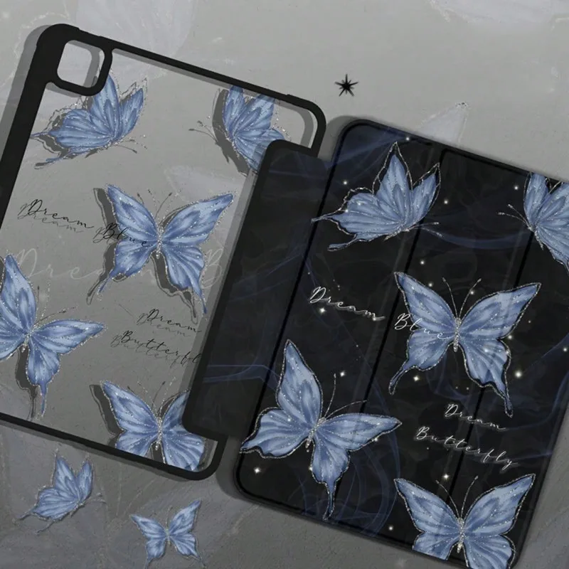 Smart Cover for IPad Air 5th Gen Case IPad 10th Gen Air6 5 4 10.9 Pro 11 2nd 3rd 4th IPad 10.2 7th 9th 8th Water Wave Butterfly