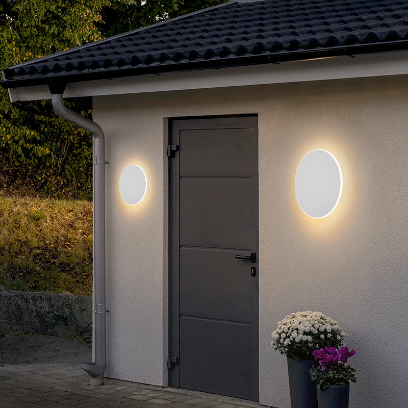 Nordic Round Wall Light Outdoor Waterproof Porch Light Entry Corridor Aisle Wall Light LED Lighting IP65 85-265V Sensor Light