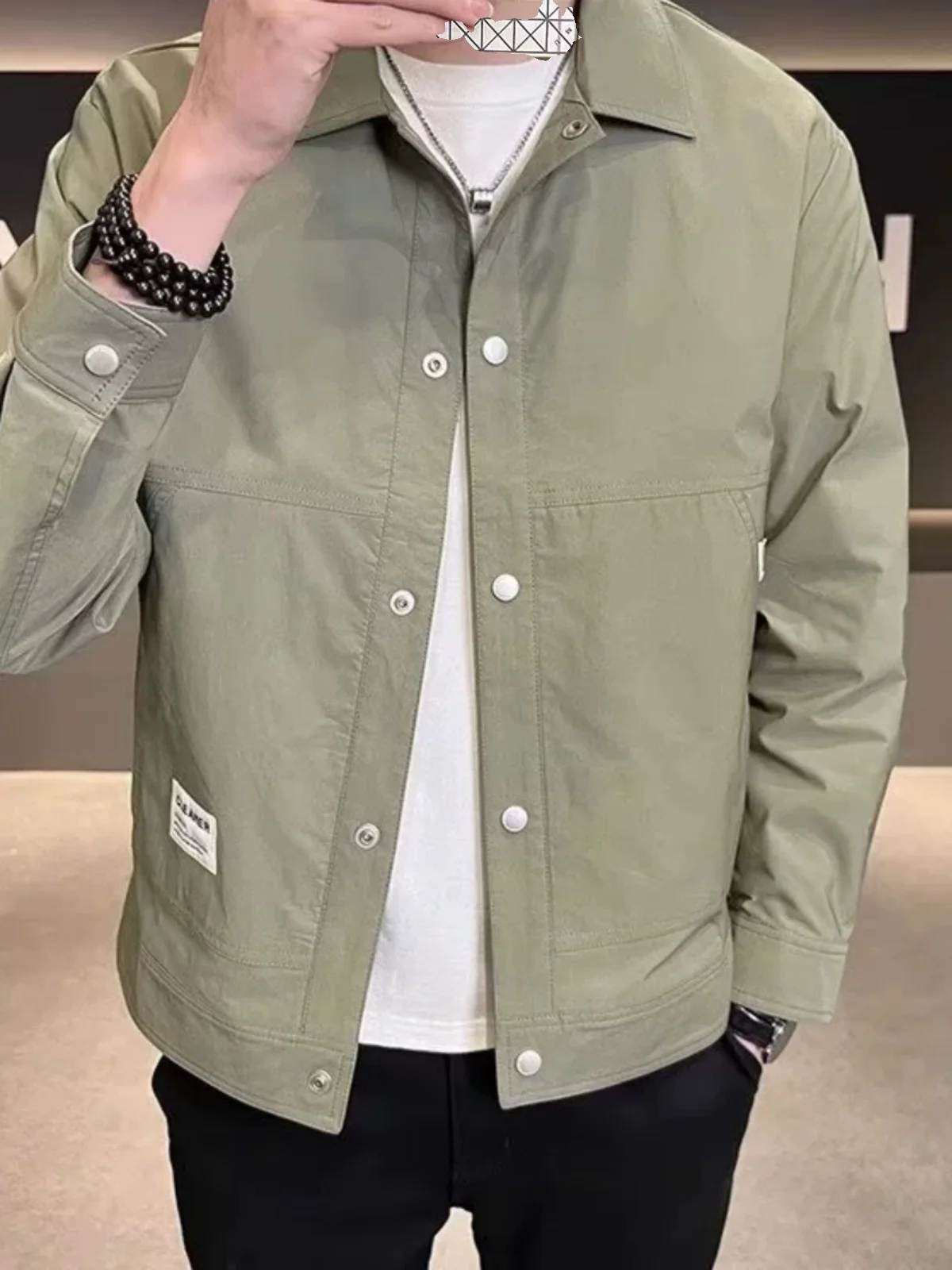 

Мужская приталенная куртка однотонного цвета с отложным воротником, повседневная верхняя одежда для молодежи, утепленная, с длинными рукавами, осенне-весенняя, новая модель