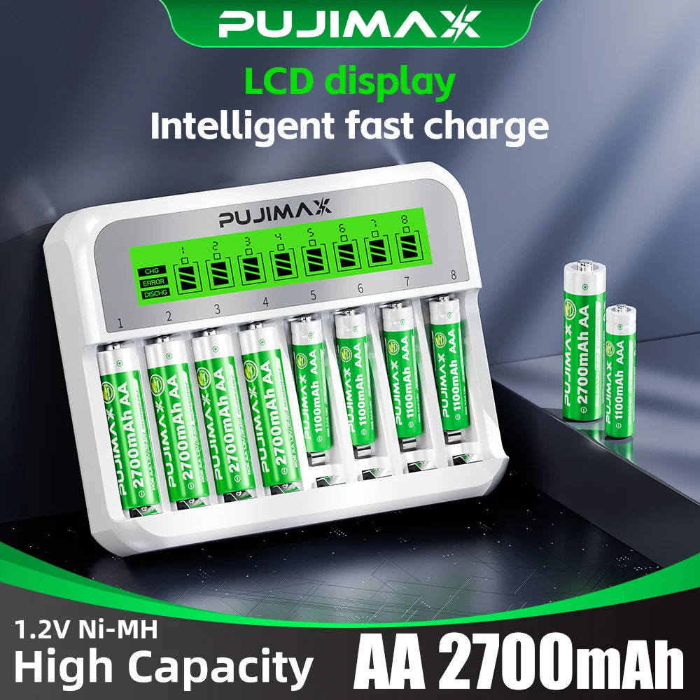 PUJIMAX Rechargeable Ni-MH Battery High-Capacity 1.2V AA&AAA 2700mAh 1100mAh Batteries For Remote Control Mouse Electric Toys