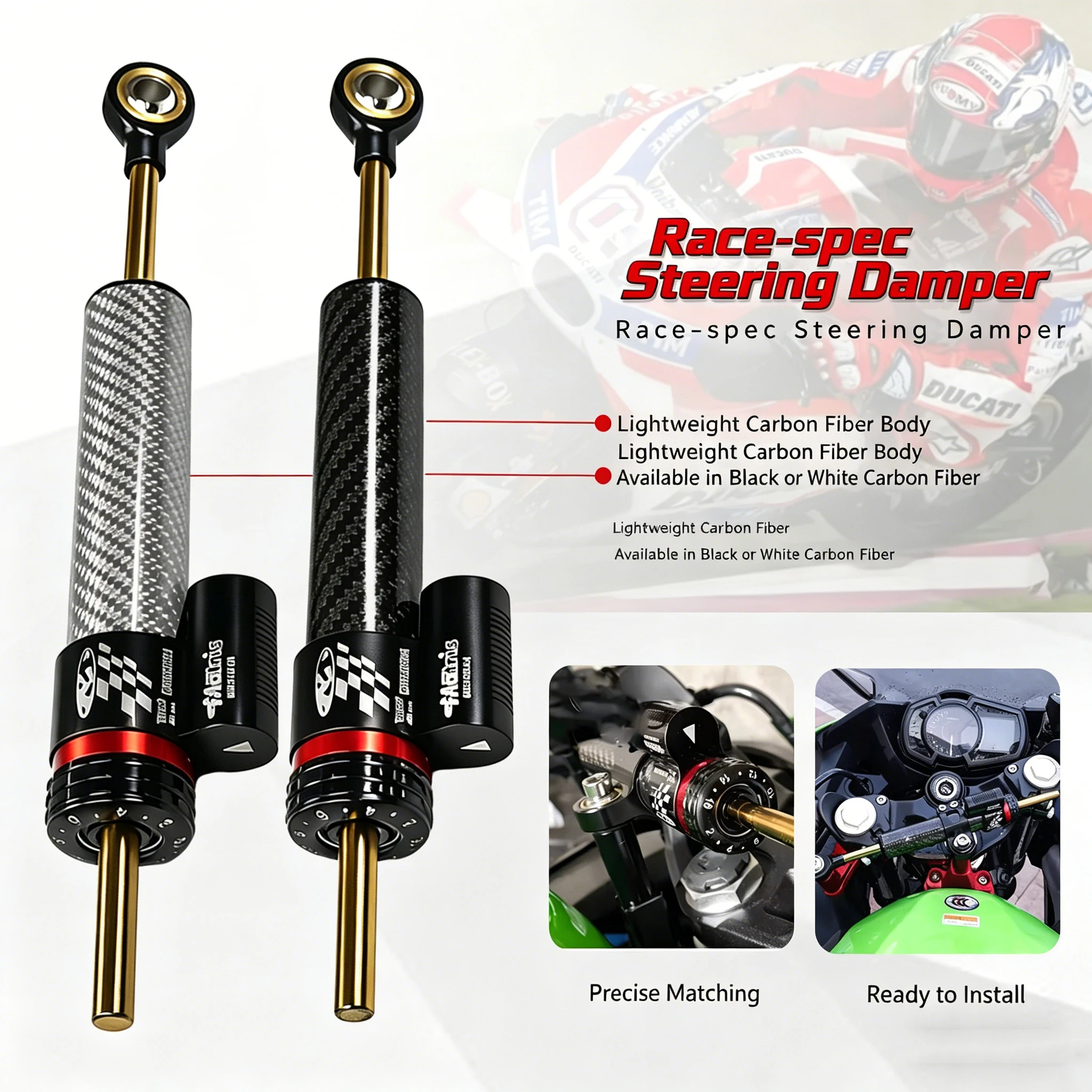 JSMT FOR KAWASAKI ZX4RR ZX4R 16 Level Adjustable CNC Aluminum Top Mount Steering Damper Stabilizer Bracket Kit